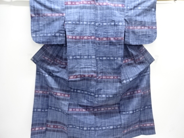 JAPANESE KIMONO / HITOE TSUMUGI / WOVEN ABSTRACT PATTERN 